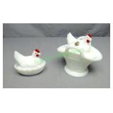 "2" Westmoreland milk glass Hens on Nests