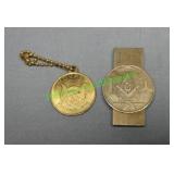 Masonic money clip and a OOLA Khan Grotto Keychain
