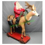 Handmade Elaine Slack Santa on Reindeer