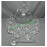Wachtmann Crystal Lidded Punch Bowl 12 Cups