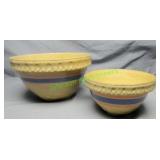 "2" McCoy Stoneware Bowls 10.5" & 7.5" Blue & Pink