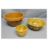 McCoy Watering Girl & 2 Splatter/Spongeware bowls