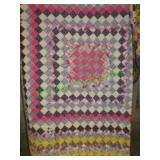 Quilt: Older Handsewn Quilt Top w Machine Quilting