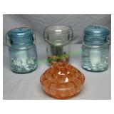 Ball Jars, Pink Flower Frog