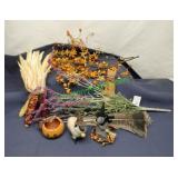 Fall Dï¿½cor dried corn, orange berries, Pumpkin