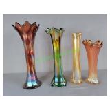 Carnival Vases Fenton Marigold total of 4