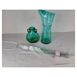 MCM Cocktail mixer& glass stirrers, art glass vase