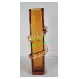 Amber vase with  clear snake like applied glass