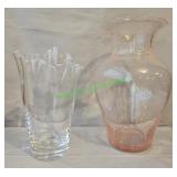 Swung glass, Pink bubble art glass vase