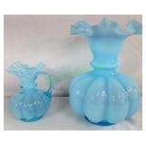 Fenton Ruffle Edge Vase & pitcher