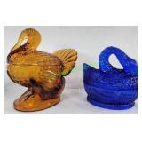 Amber Turkey on Nest & Cobalt Blue Swan on Nest