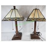 Set of Tiffany Mission Style Stained glass lamps