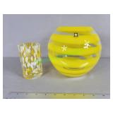 Tarnowiec yellow swirl vase, mcm art glass
