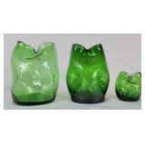 Blenko Vintage handblown art glass set of 3 vases