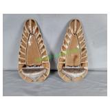 Pottery wall shelves Brown with White