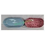 Bybee pottery oval bakers Blue Spatter & Rose