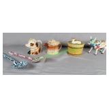 West German cow items & galvanized spoons