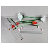 Two Fenton/Murano white ribbon flowers