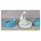 VanBriggle Hopi Indian Girl & Blue Vase / Bowl