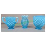 Opalescent blue hobnail Fenton