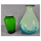 Art glass Murano? LG Emerald Green Vase + others
