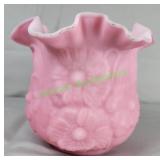 Fenton Glass Pink Satin Embossed Poppy vase