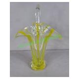 Retro bubbled yellow basket vase