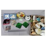 Lighted Christmas houses and animals, ornaments