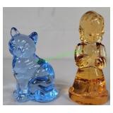 Fenton cat & LE Smith praying girl glass figures