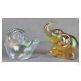Fenton iridescent elephant & snail