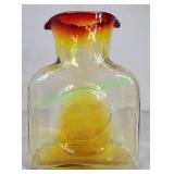 Blenko Vintage Tangerine Yellow 8" Water Bottle