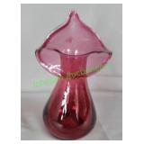 Fenton/Pilgram Art glass vase 7.25" cranberry vase