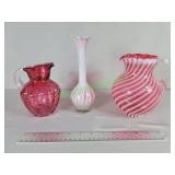 Fenton style cranberry art glass, pitcher