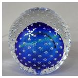 Murano?, clear with blue paperweight