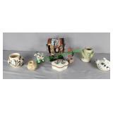 Mexican Pottery: Vases, mask, trinket box