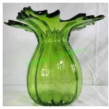 MCM Rare Vintage Design green Bubble Art Glass