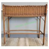 Vintage Brown Wicker Plant Stand w/ Liner