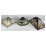 3 Tiffany style shades + one torche lamp base