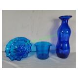 Blenko wineglass riser, Anchor Hocking, Art glass