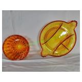 MCM Amberina Tiara Serving Platter & Bowl