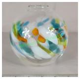 Confetti Round vase signed Kitras Art Glass