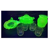 Uranium Vaseline Glass: 7 pcs