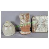 Frankoma trivet, owl and honey pot
