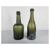 Vintage green pontil bottles