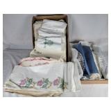 Vintage handmade doilies, pillow cases