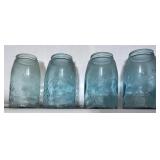 FOUR Blue Ball Mason Quart Jars-#6