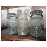 THREE Atlas E-Z Seal Jars 2 with Lids--#3