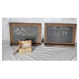 TWO Sm Dbl Sided Slates w/ Oak Frames & Chaulk