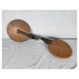 TWO Folding Cast Irn Backet & wood seats