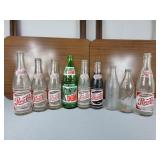 Vintage Pepsi Bottles and one Double Dot